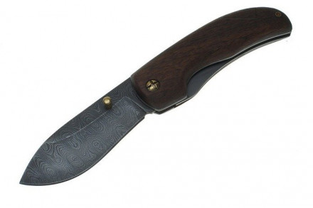 Нож складной Егерьский-2  (рукоять- орех, клинок- дамасск)